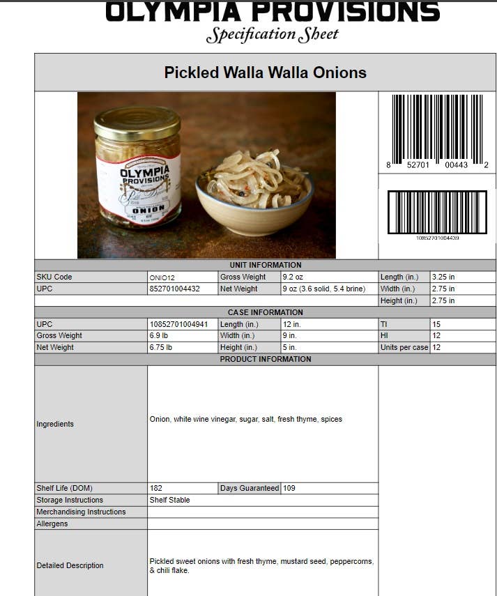Olympia Provisions Pickled Sliced Onions
