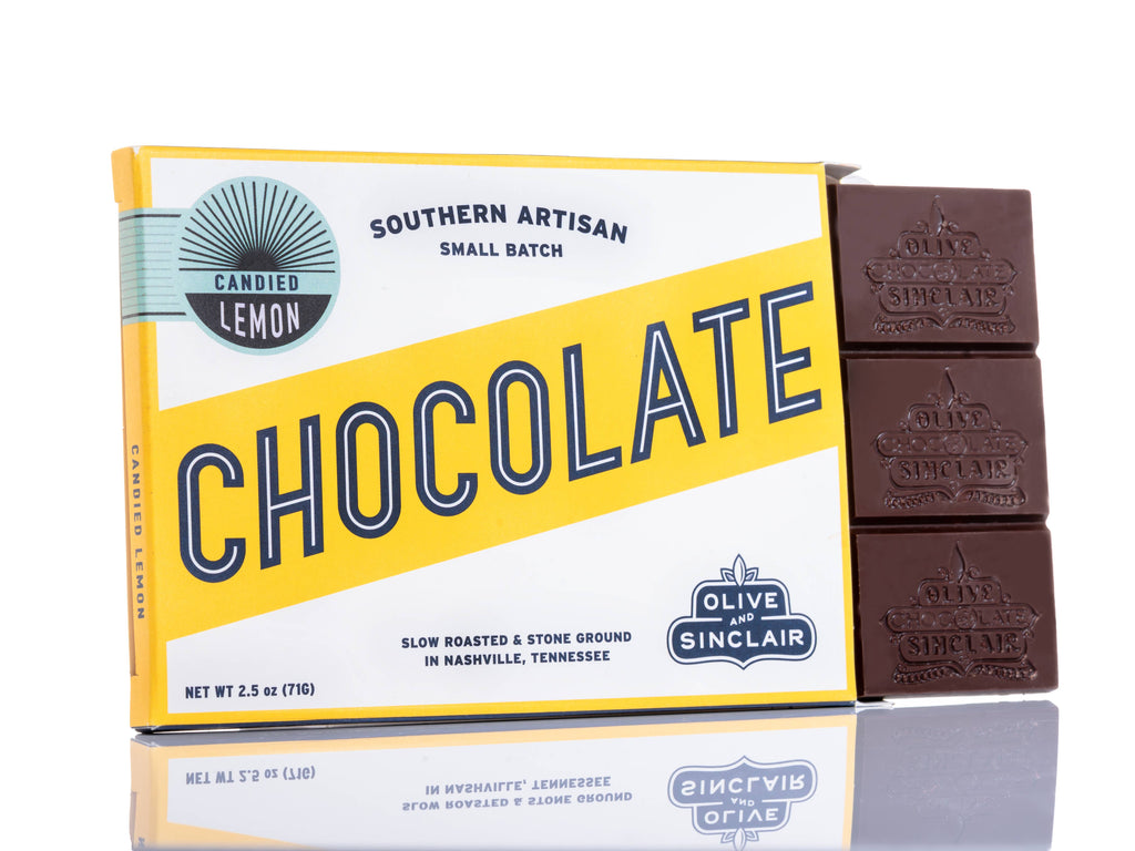 Olive & Sinclair Chocolate 75% Candied Lemon bar