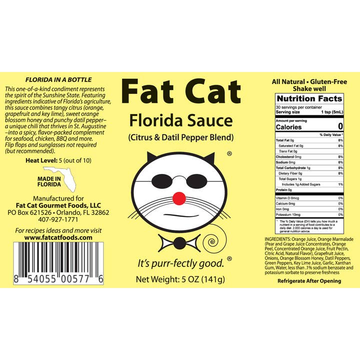 Fat Cat Florida Sauce Citrus & Datil Pepper Hot Sauce