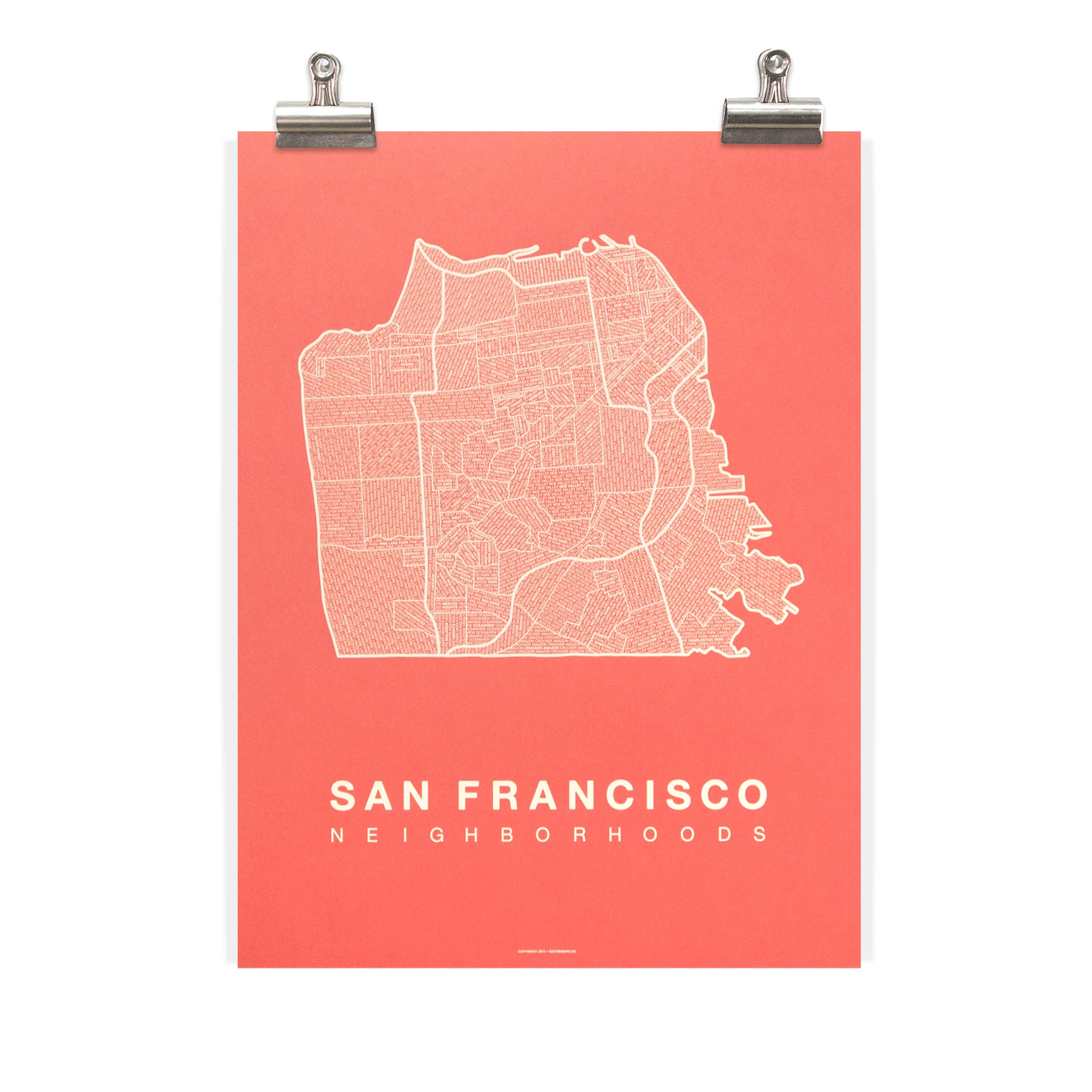 Native Maps San Francisco, CA Neighborhood City Map Poster