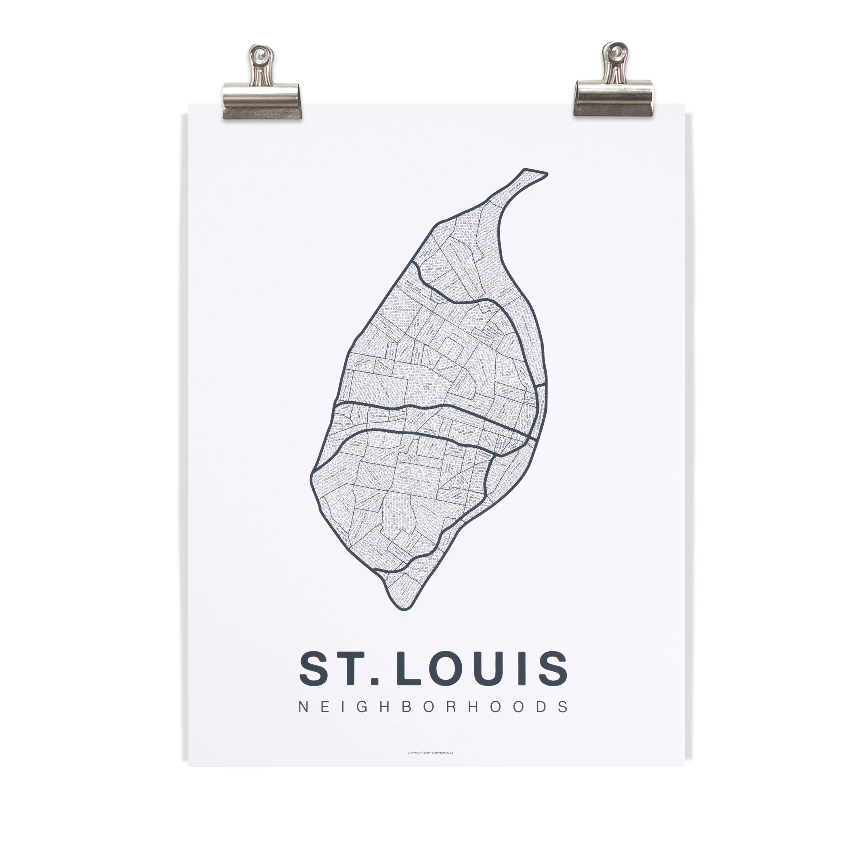 Native Maps St. Louis, MO Neighborhood City Map Poster