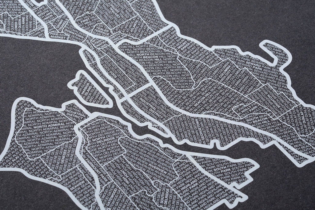 Native Maps Seattle, WA Neighborhood City Map Poster