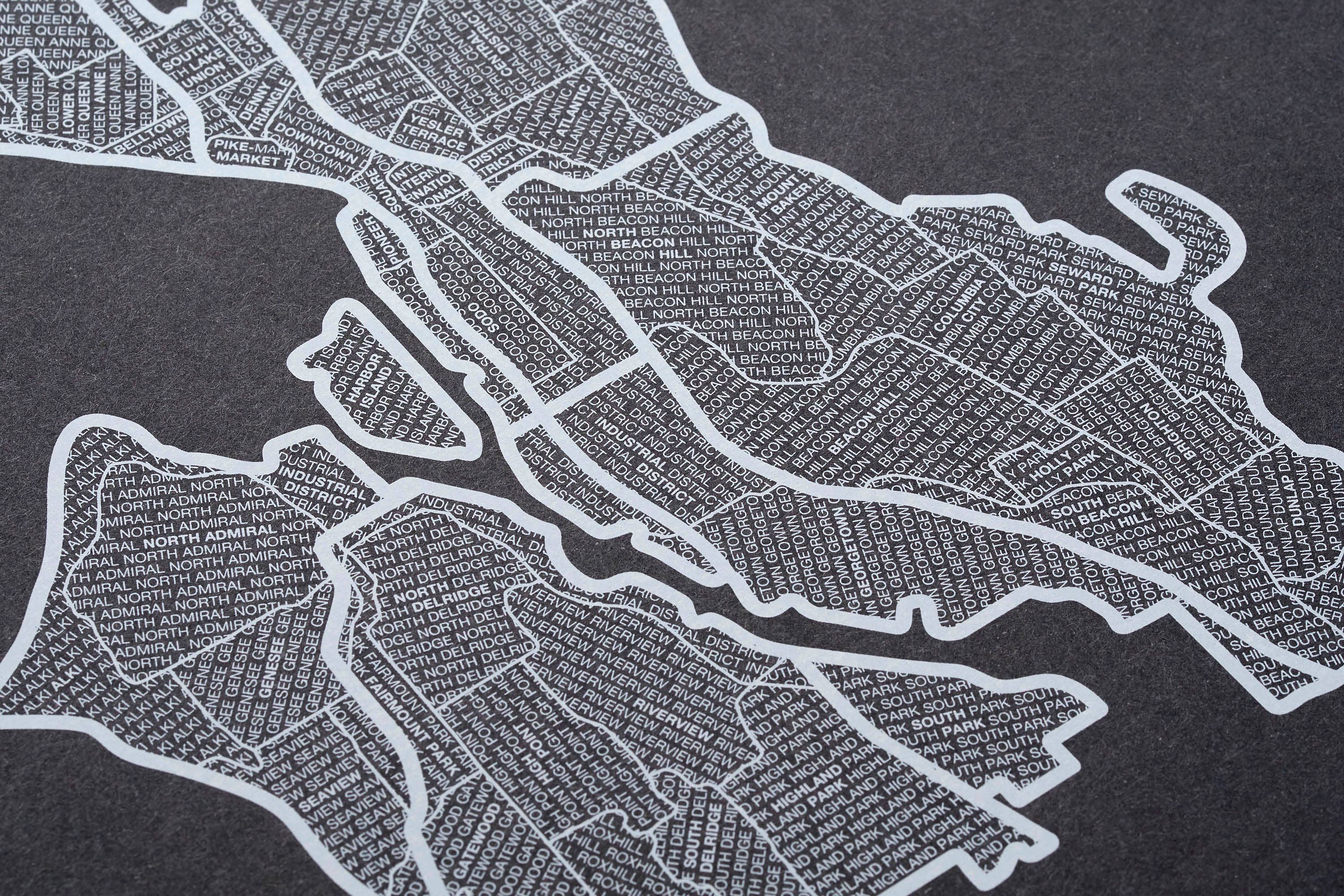 Native Maps Seattle, WA Neighborhood City Map Poster
