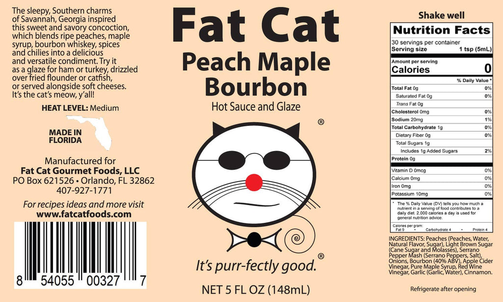 Fat Cat Peach Maple Bourbon Hot Sauce & Glaze