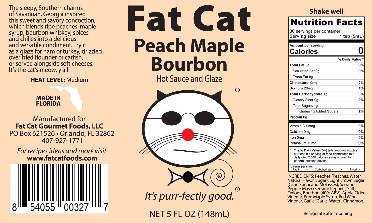 Fat Cat Peach Maple Bourbon Hot Sauce & Glaze