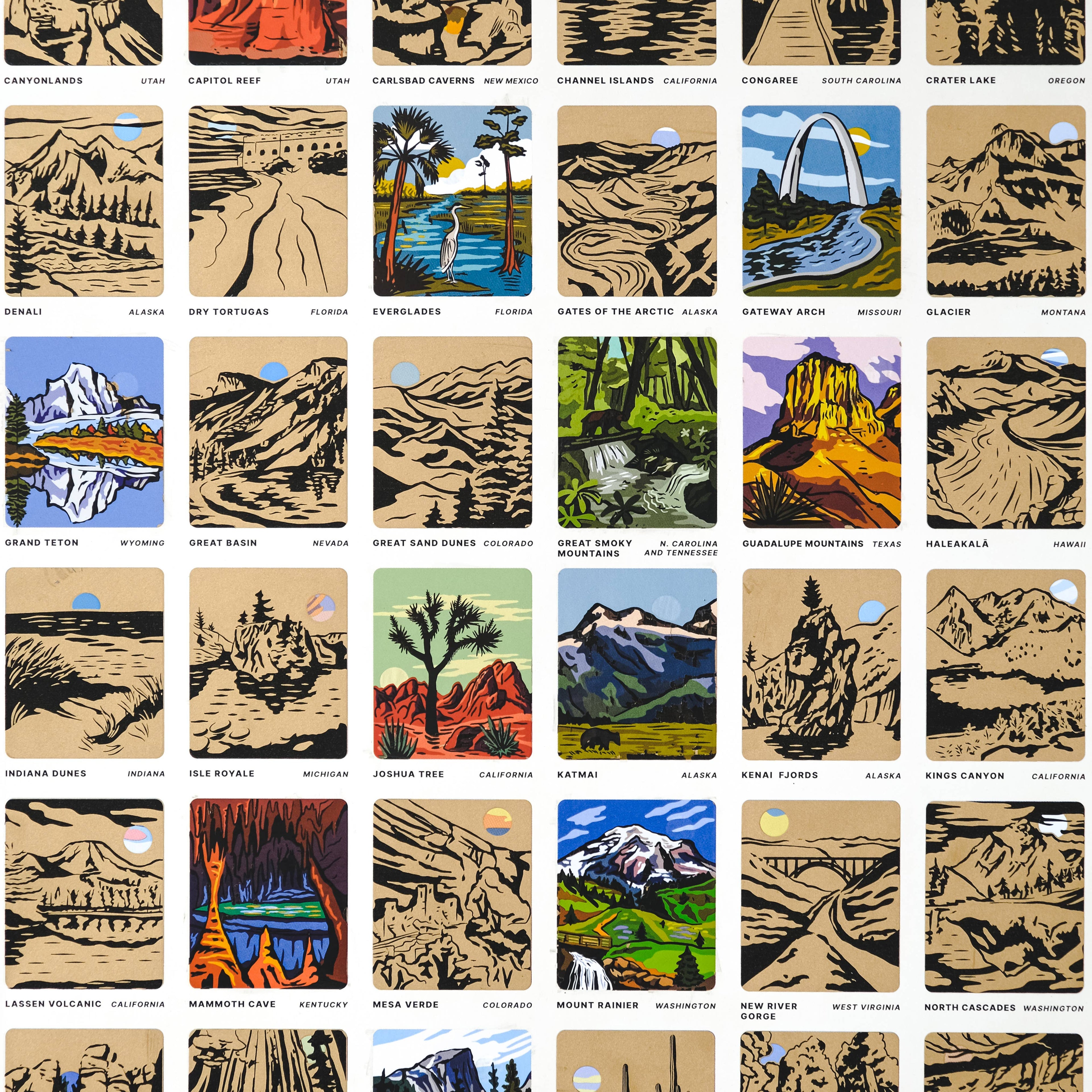 Native Maps National Parks Scratch Off Print, US Bucketlist Travel Map
