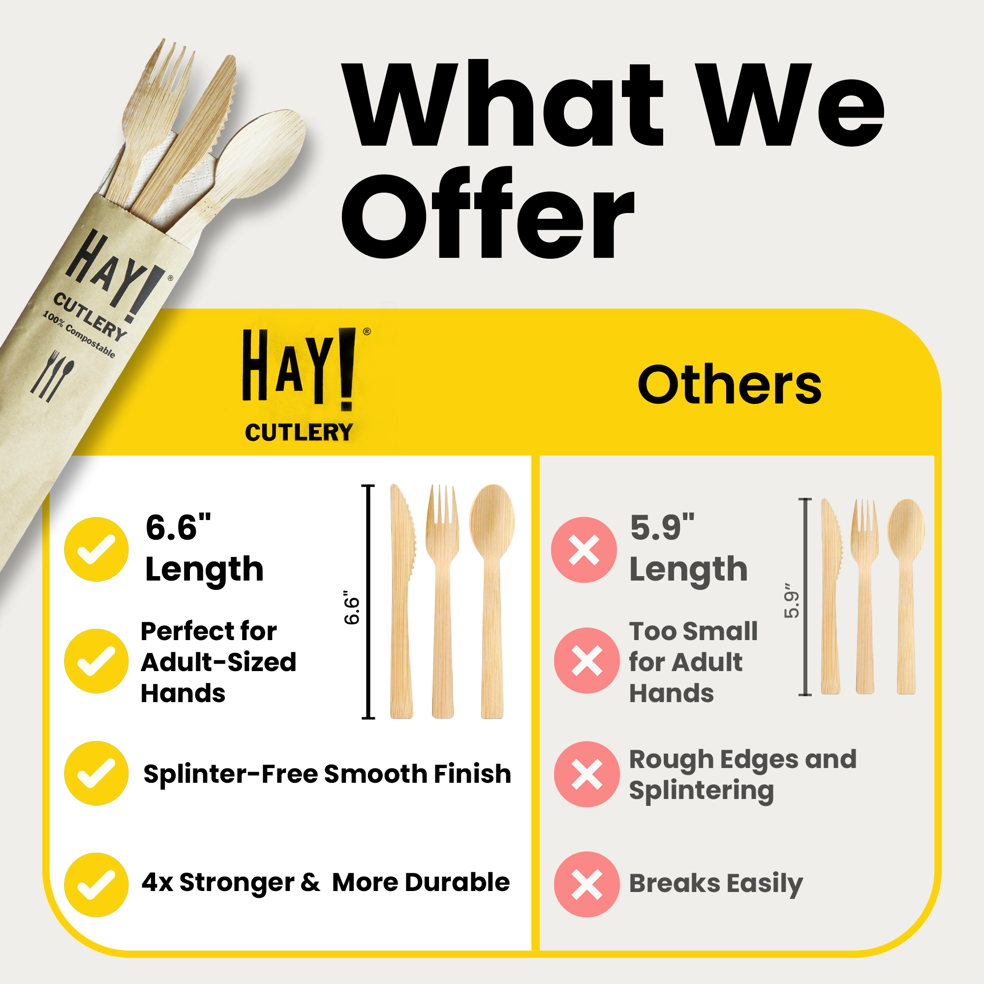 HAY! Wrapped Compostable Bamboo Cutlery Set