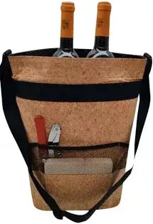 Cork Insulated Picnic Tote with cheese board, knife, and corkscrew