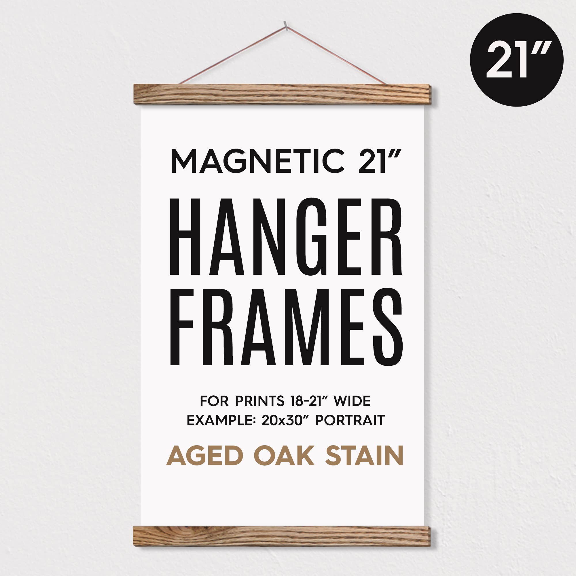 Magnetic Wood Hanging Poster Frame 21"