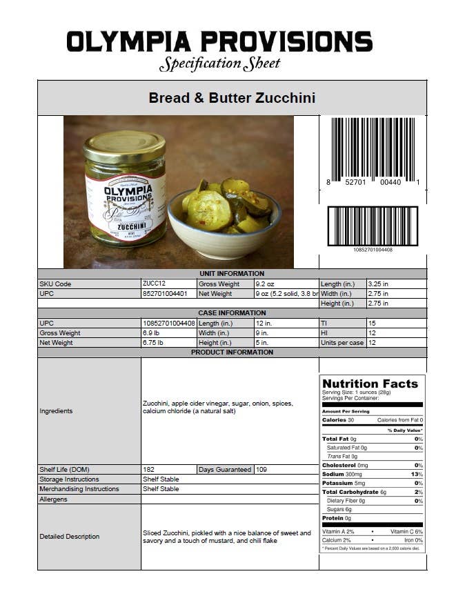 Olympia Provisions Bread & Butter Zucchini Pickles