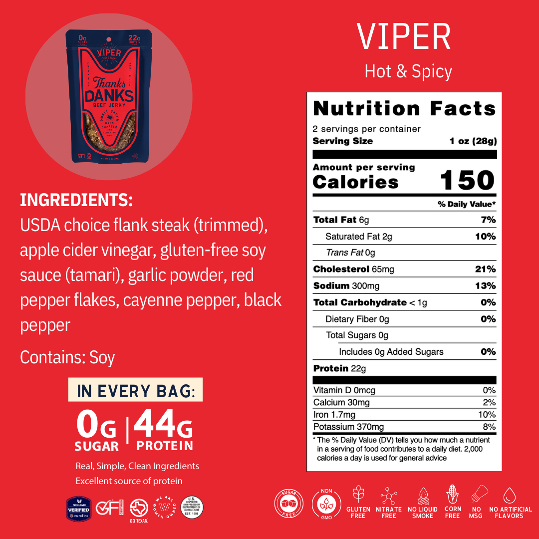 Thanks Danks Small Batch Viper Beef Jerky