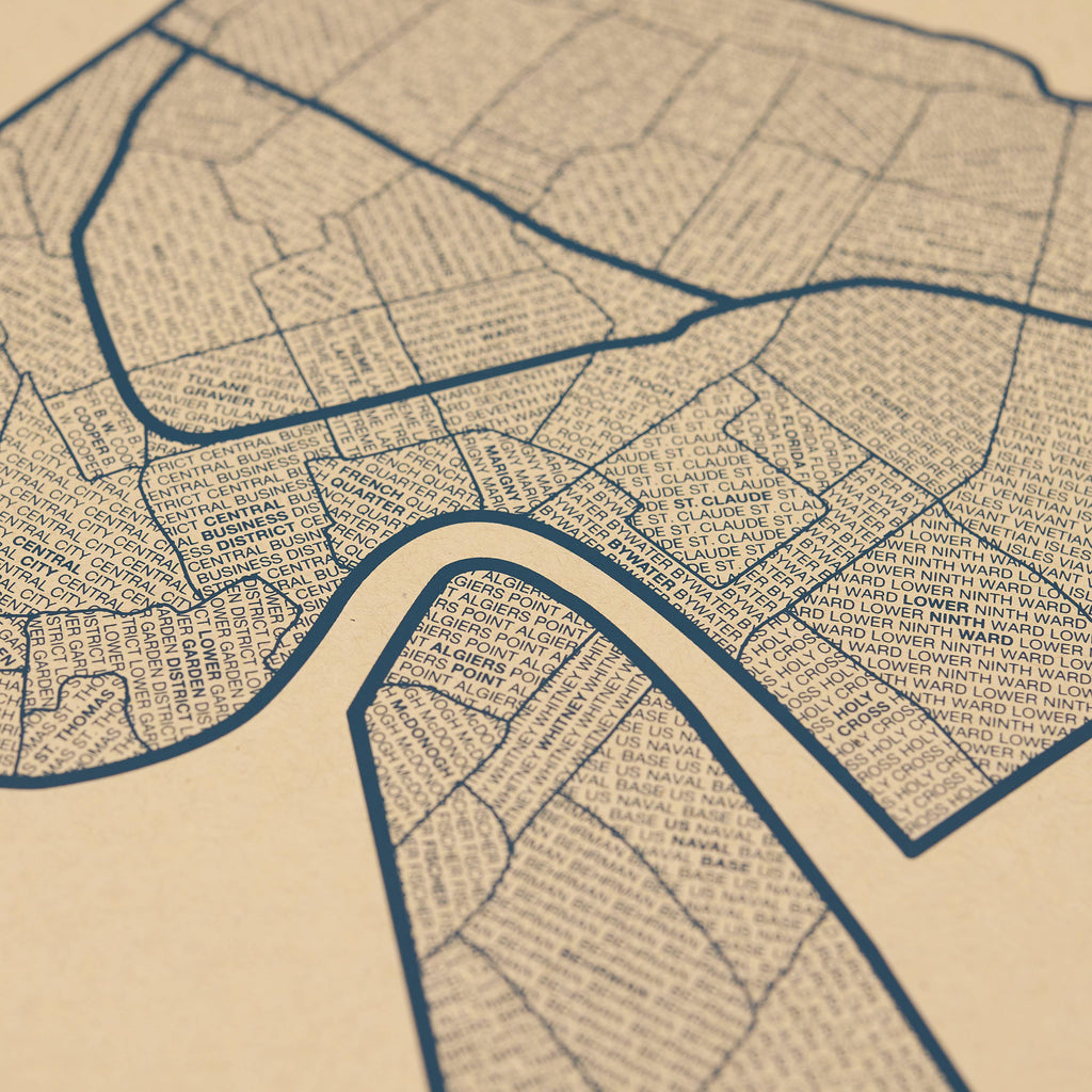 Native Maps New Orleans, LA Neighborhood City Map Poster