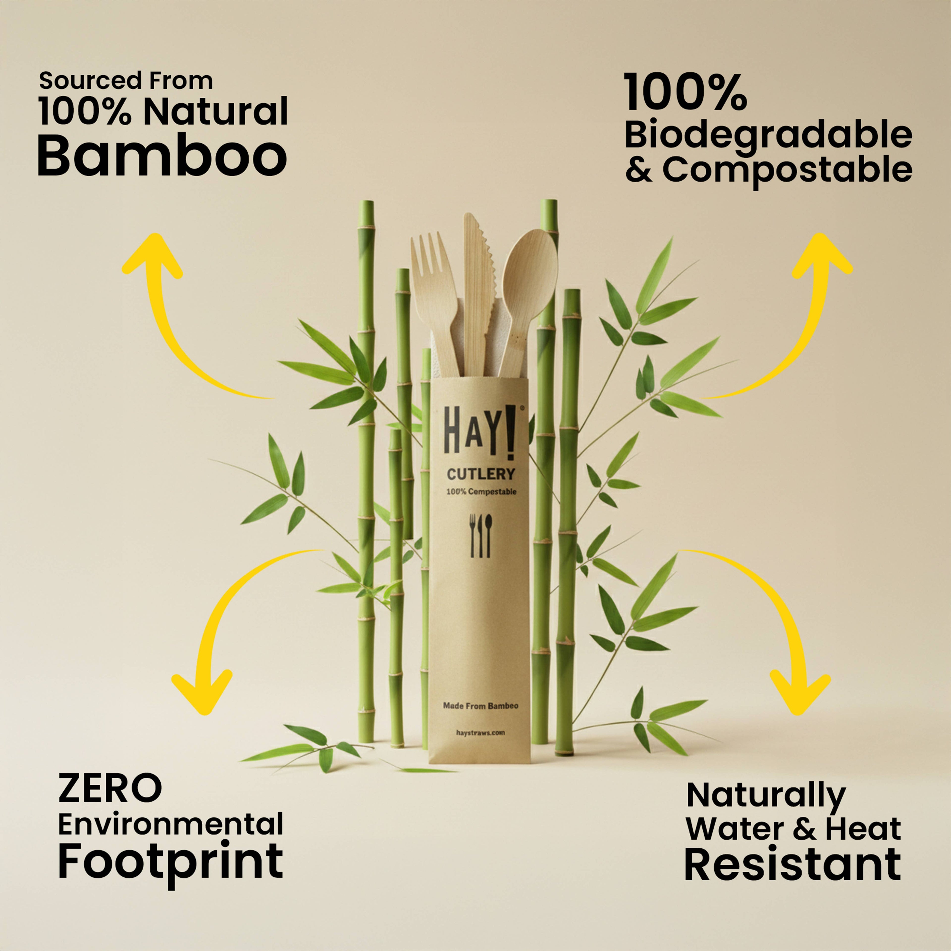 HAY! Wrapped Compostable Bamboo Cutlery Set
