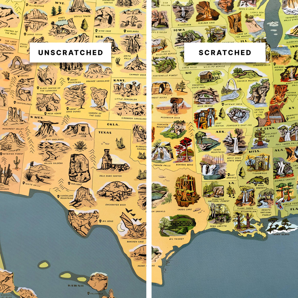 Native Maps Natural Wonders Scratch Off Print + National Parks