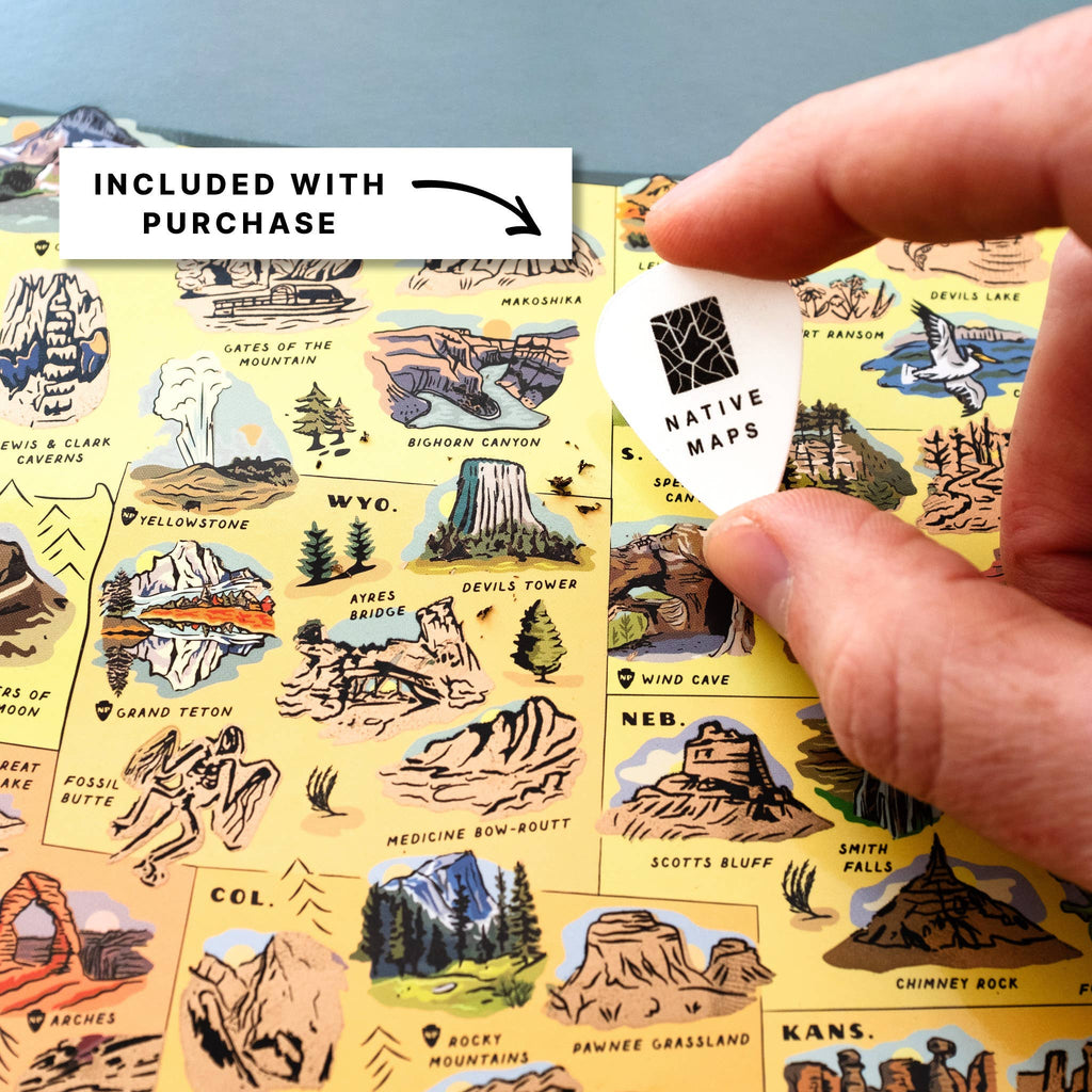 Native Maps Natural Wonders Scratch Off Print + National Parks