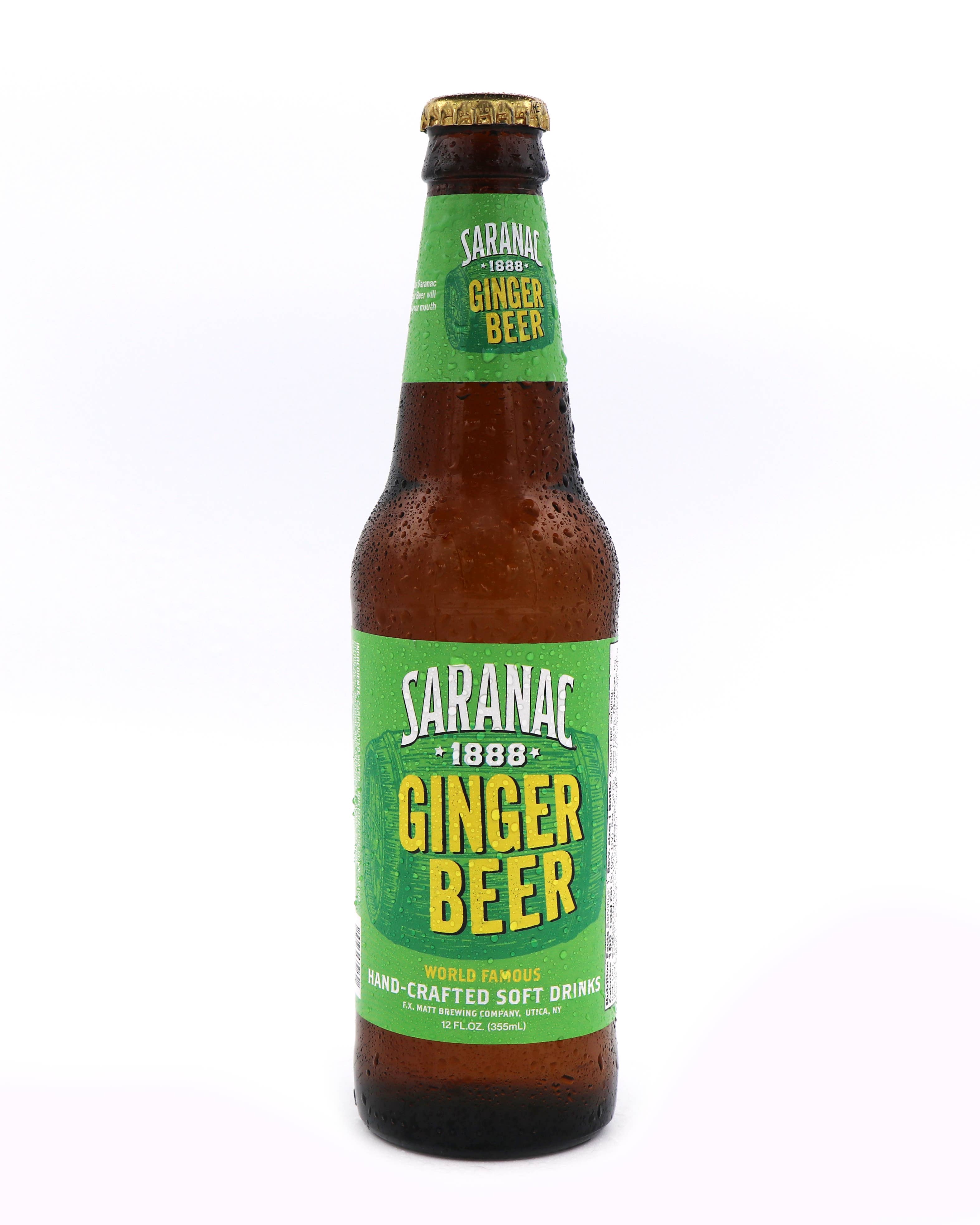 Saranac Ginger Beer Soda, 12oz Glass Bottle 12ct