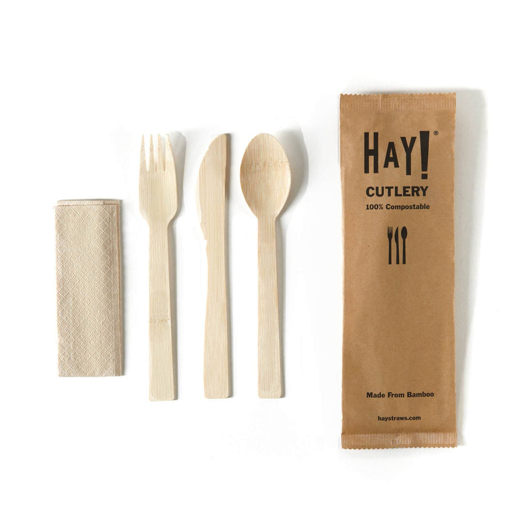 HAY! Wrapped Compostable Bamboo Cutlery Set