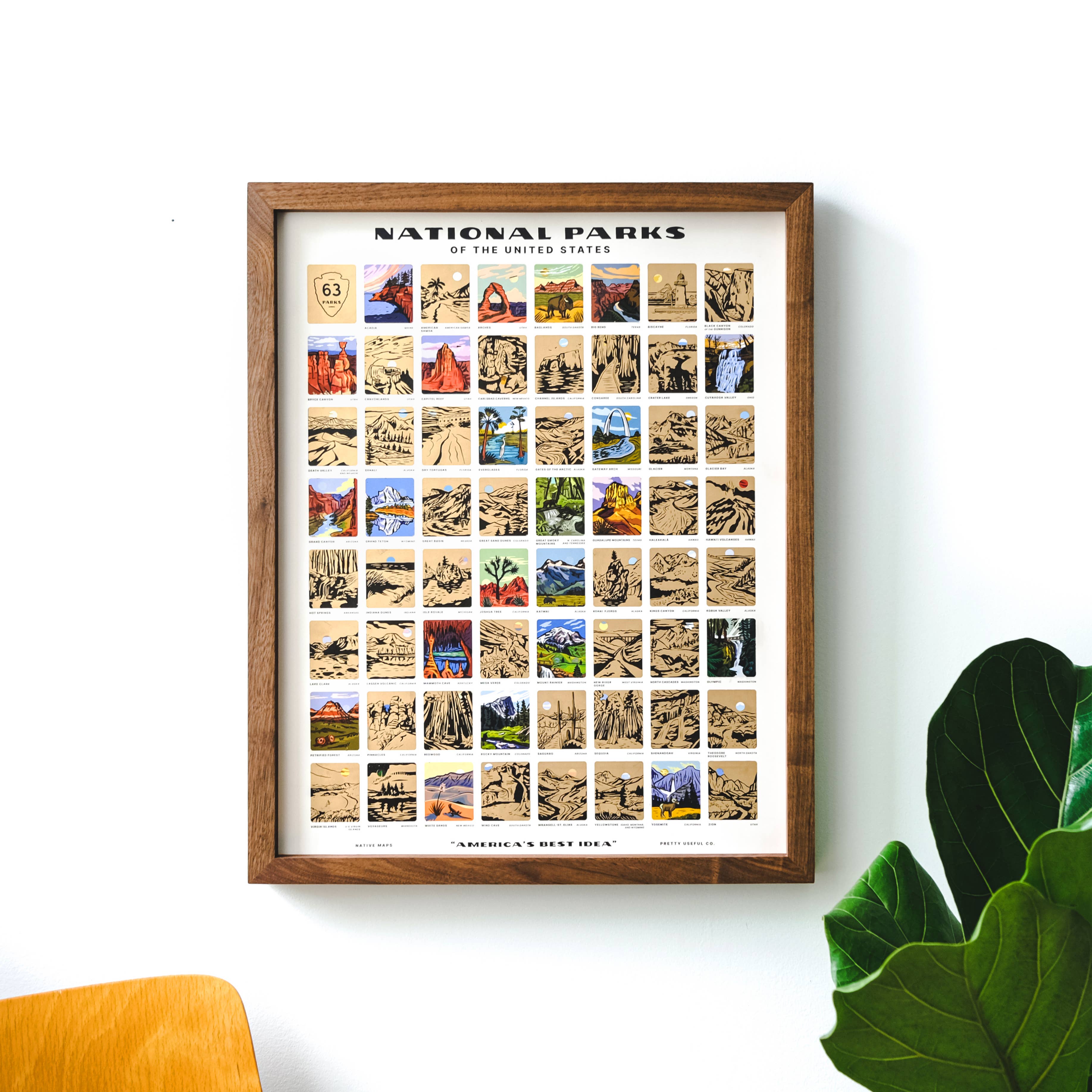 Native Maps National Parks Scratch Off Print, US Bucketlist Travel Map