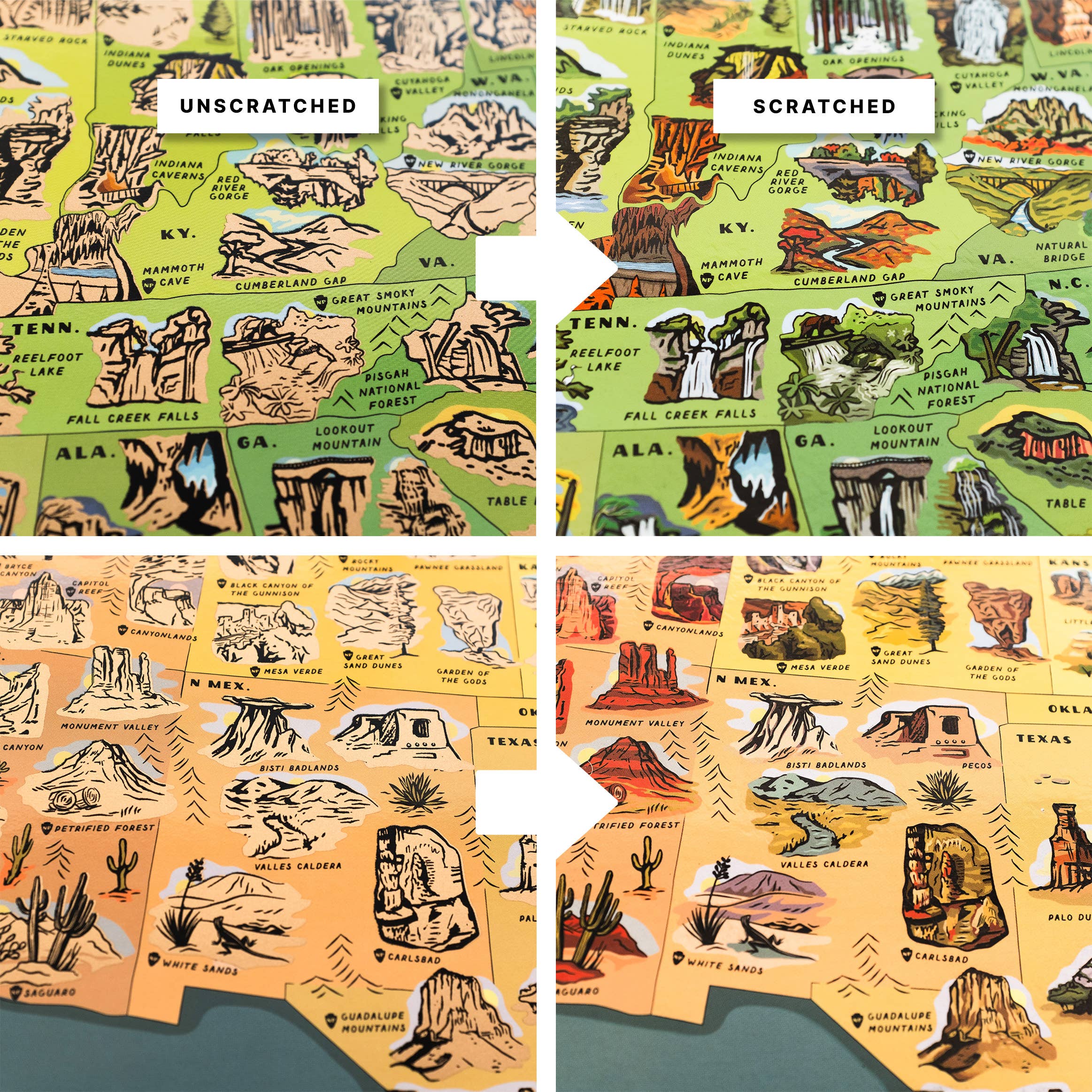 Native Maps Natural Wonders Scratch Off Print + National Parks