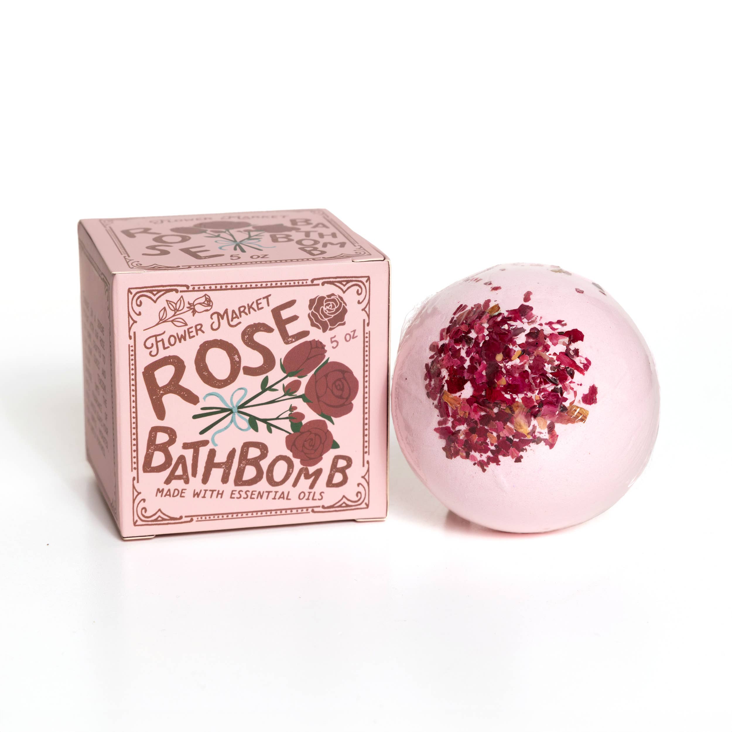 Flower Market Rose Bath Bomb - with Box Aromatherapy 5 oz