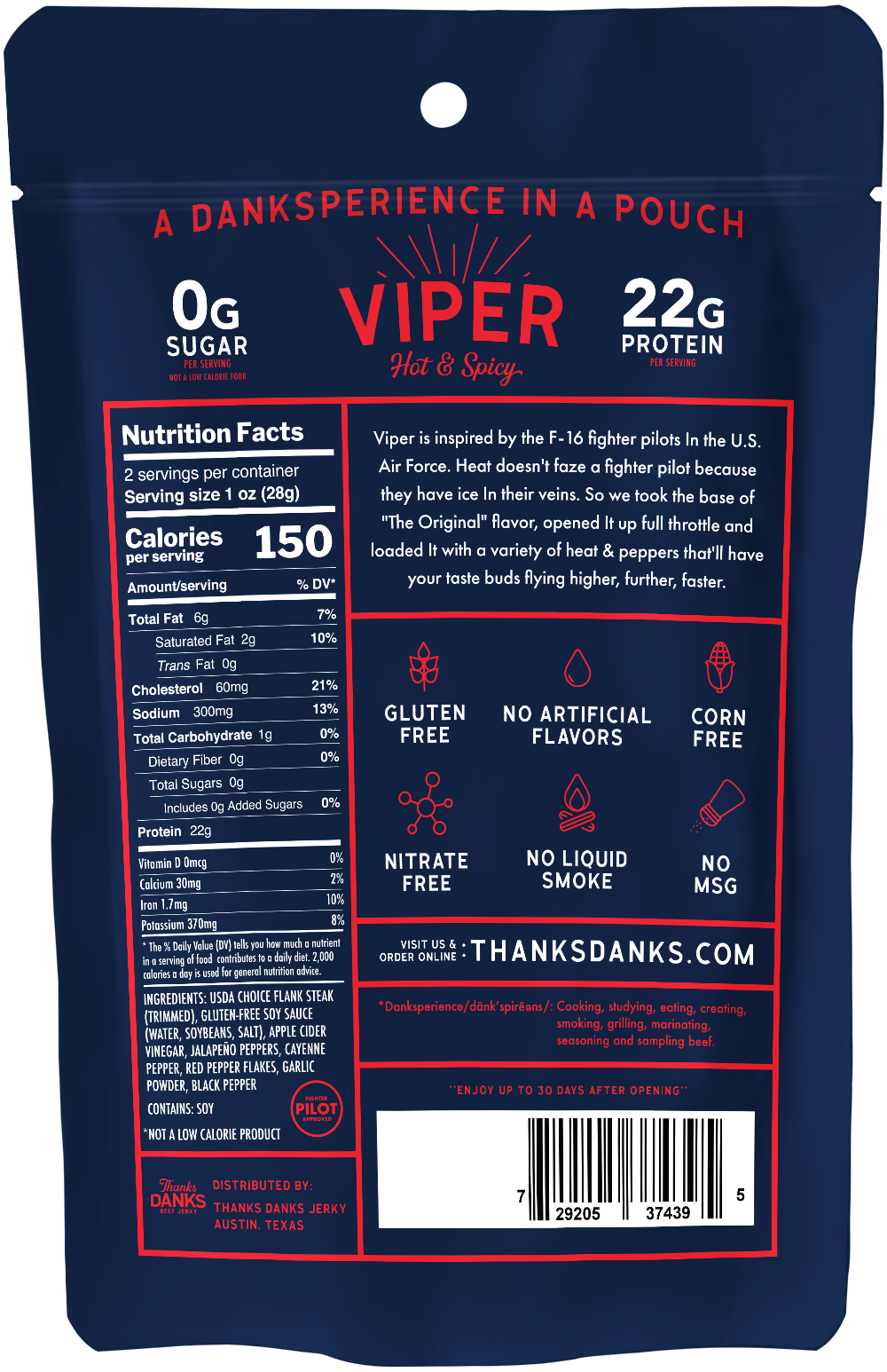 Thanks Danks Small Batch Viper Beef Jerky