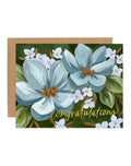 Greeting Card - Blue Floral Congratulations