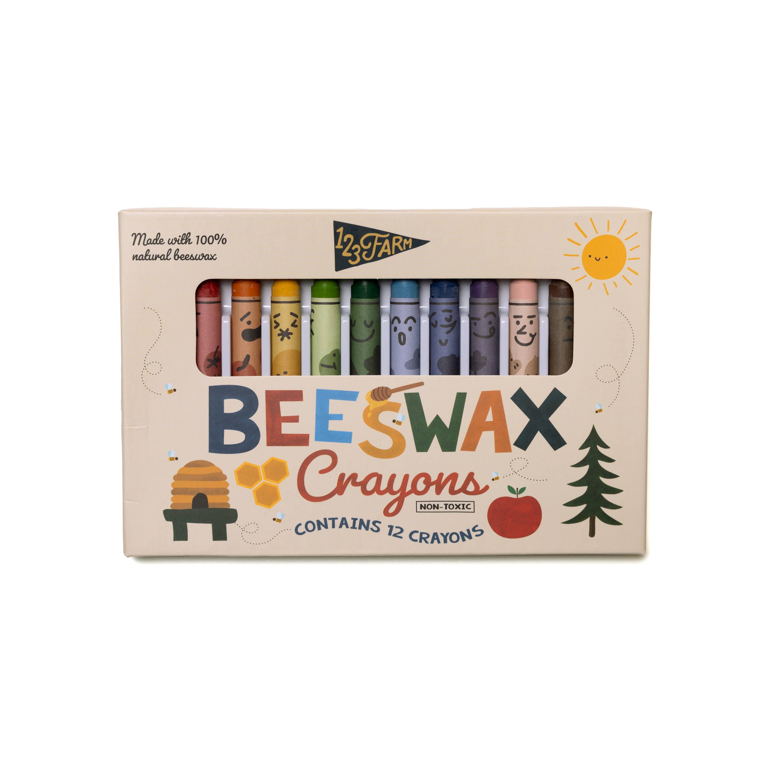 123 Farm 12 Beeswax Crayons – Non-Toxic, Kid-Friendly Design