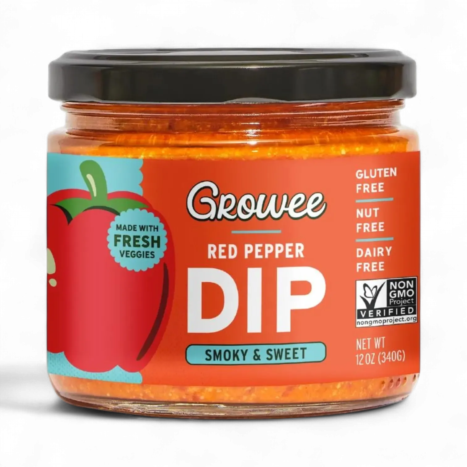 Growee Red Pepper Dip, Sauce, Spread, Plant-Based (12 oz)