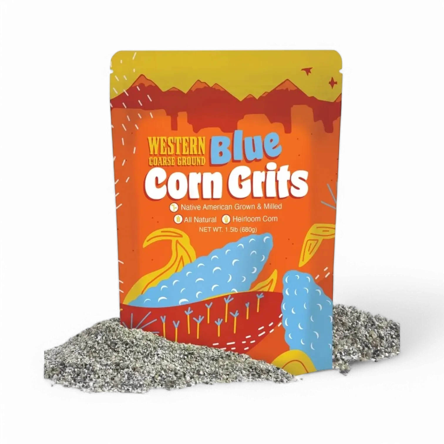 FishSki Provisions Western Blue Corn Grits, Coarse Ground, Heirloom, 1.5 lb Bag