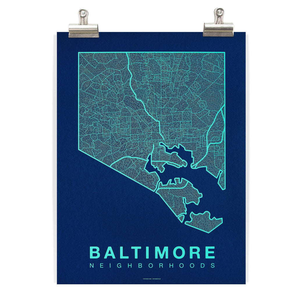 Native Maps Baltimore, MD Neighborhood City Map Poster
