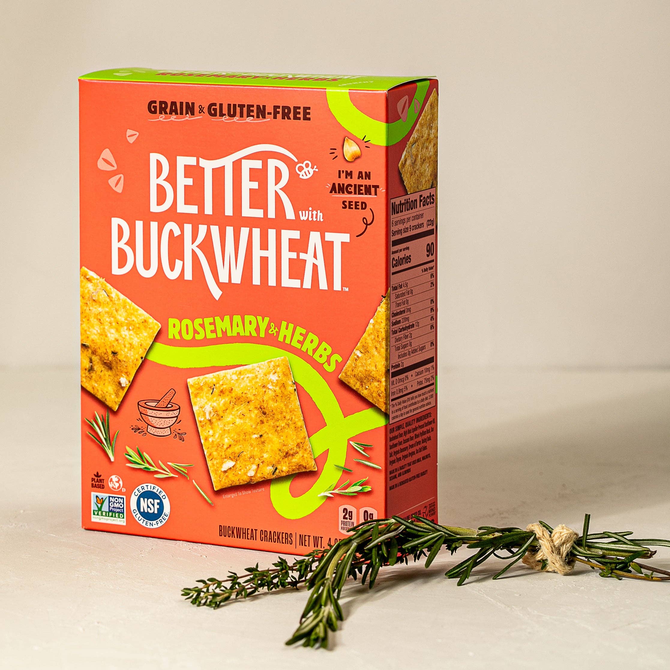Better with Buckwheat Rosemary + Herbs Crackers | Gluten-Free
