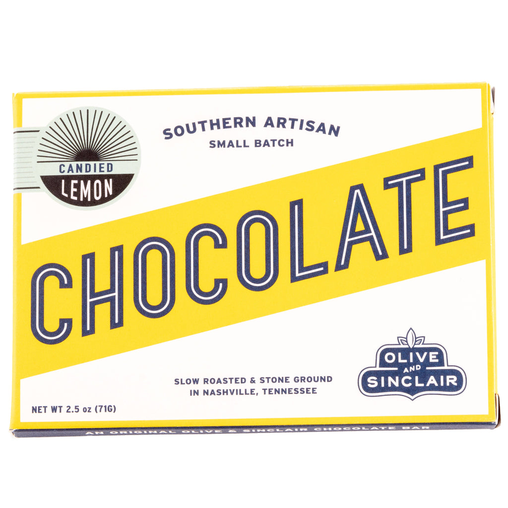Olive & Sinclair Chocolate 75% Candied Lemon bar