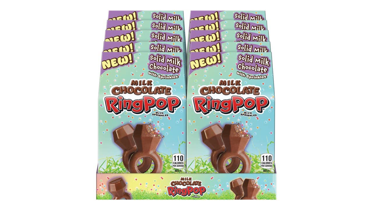 Solid Milk Chocolate Ring Pop w/Sprinkles 2 indiv wrap