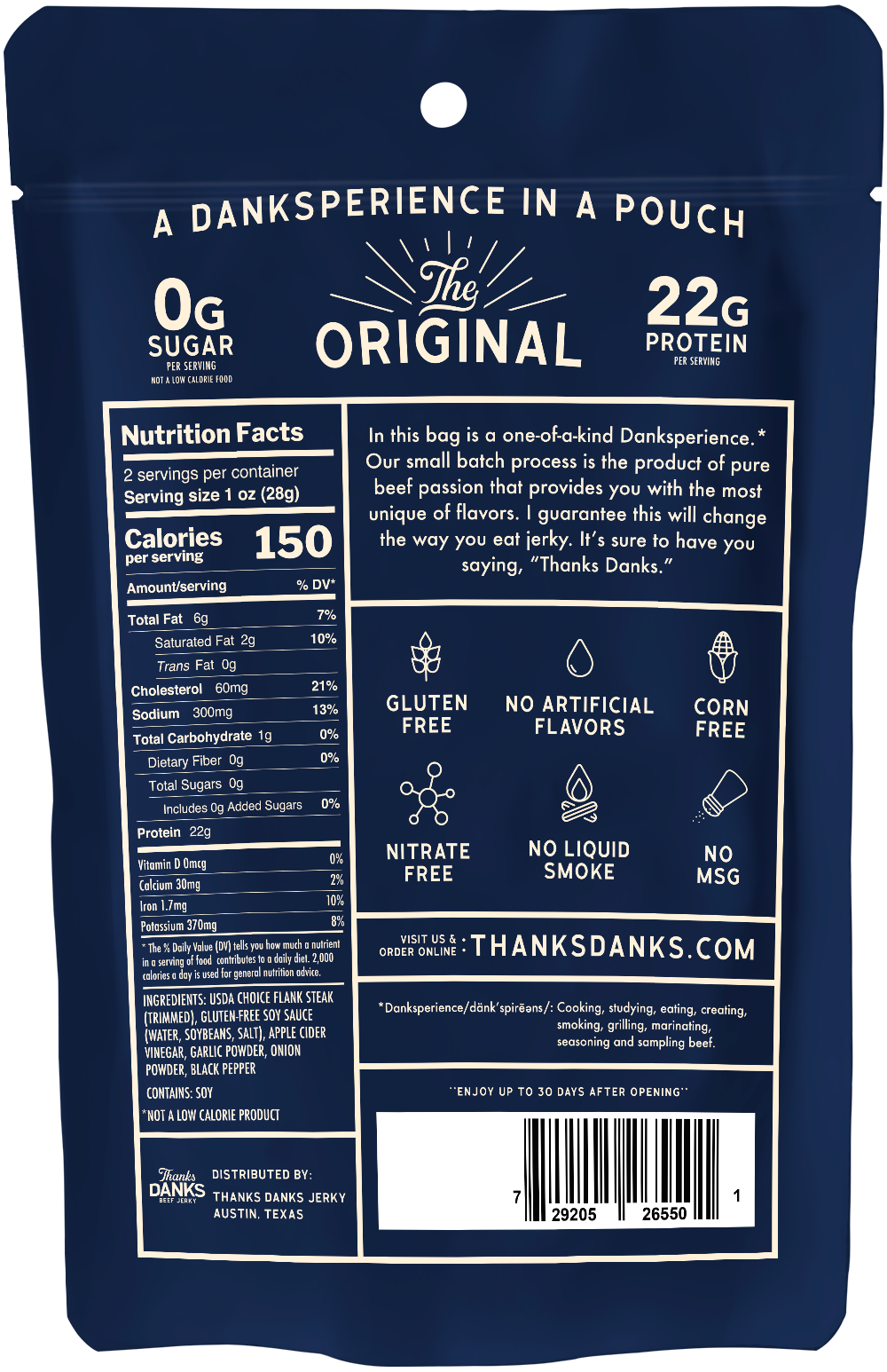 Thanks Danks Original Small Batch Texas Beef Jerky