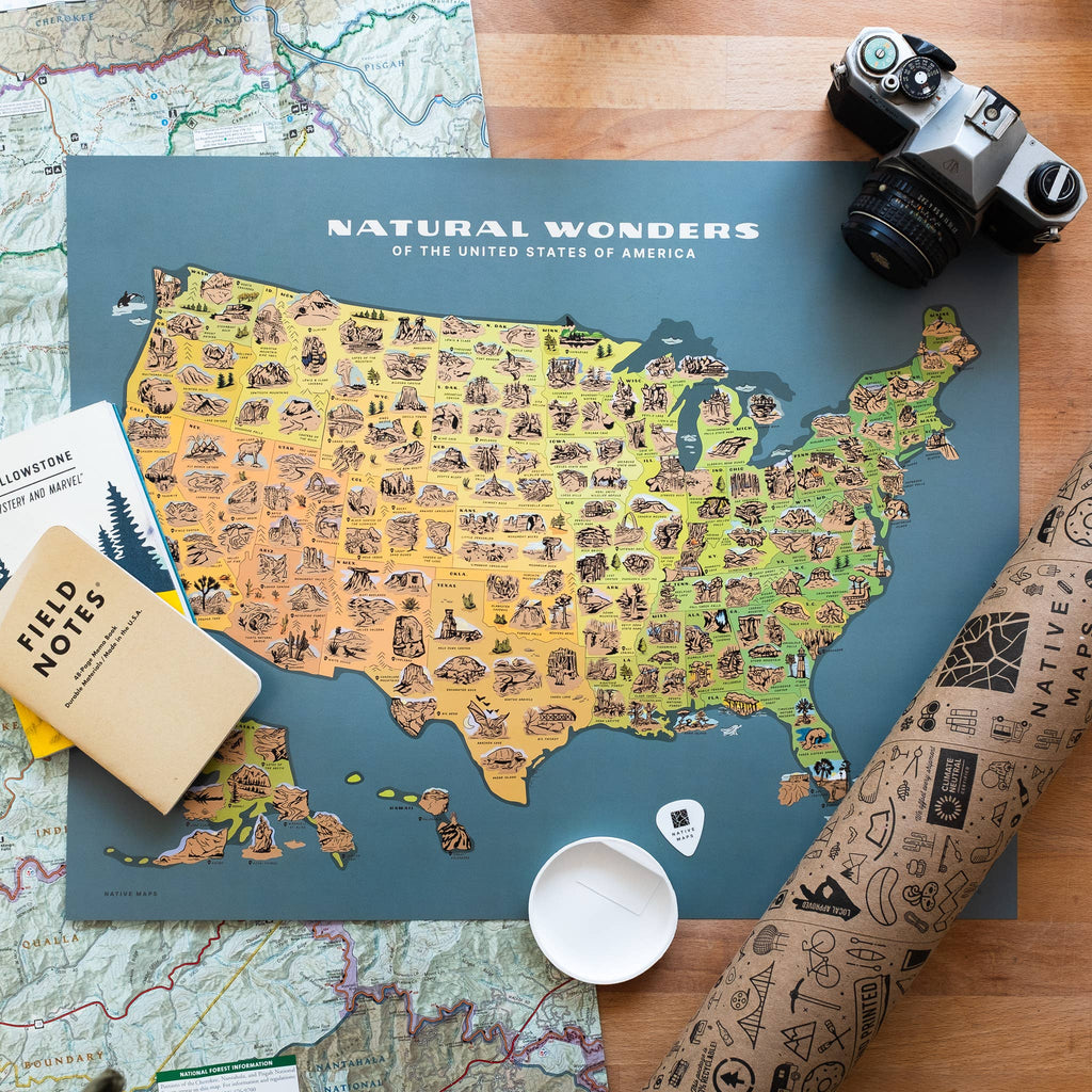 Native Maps Natural Wonders Scratch Off Print + National Parks
