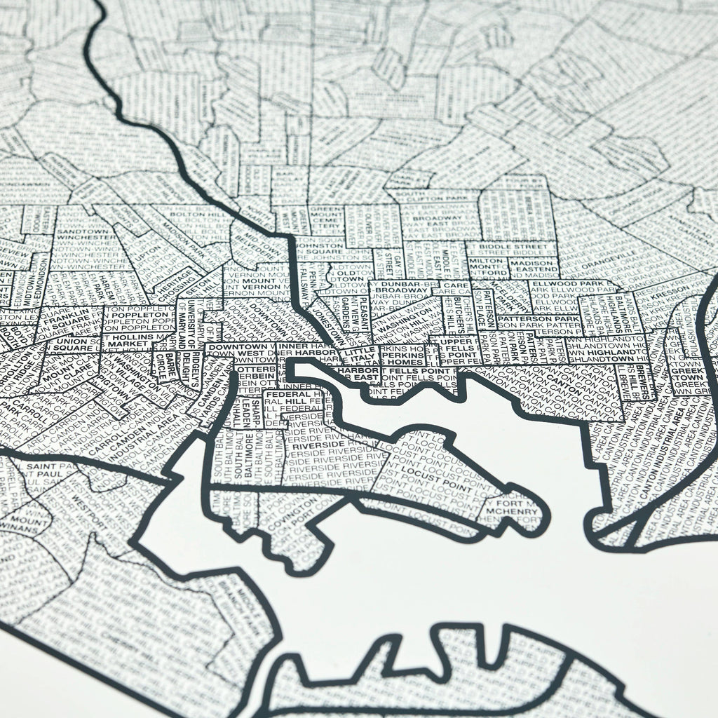 Native Maps Baltimore, MD Neighborhood City Map Poster