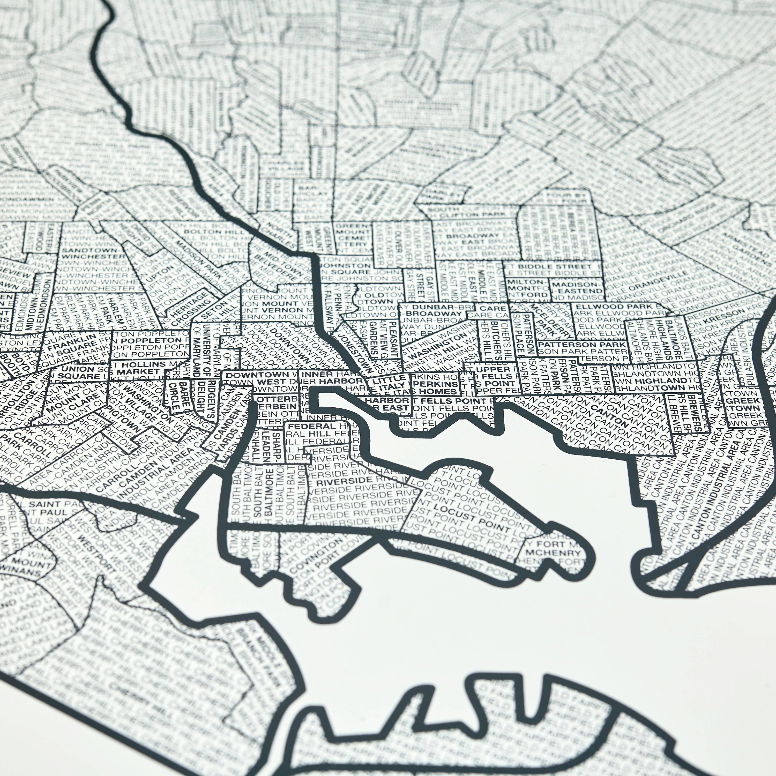 Native Maps Baltimore, MD Neighborhood City Map Poster