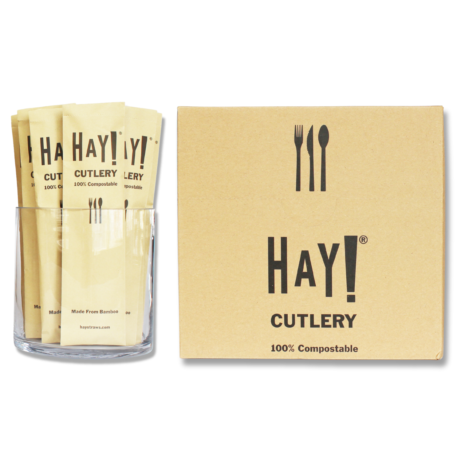 HAY! Wrapped Compostable Bamboo Cutlery Set