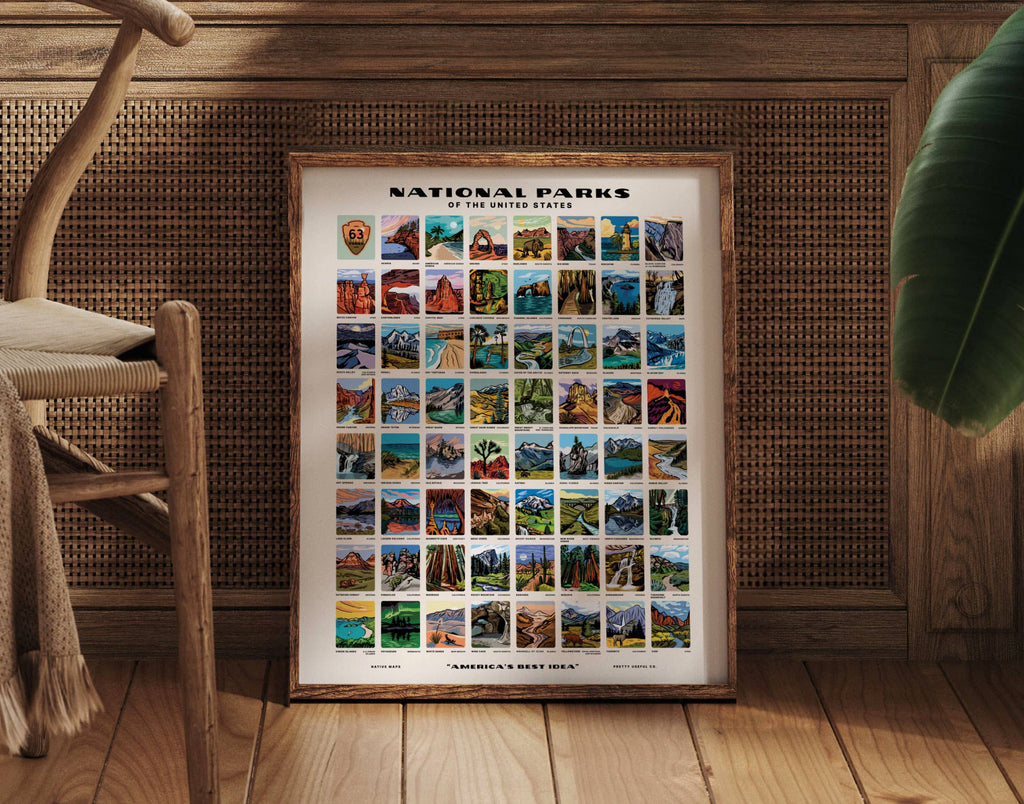 Native Maps National Parks Scratch Off Print, US Bucketlist Travel Map