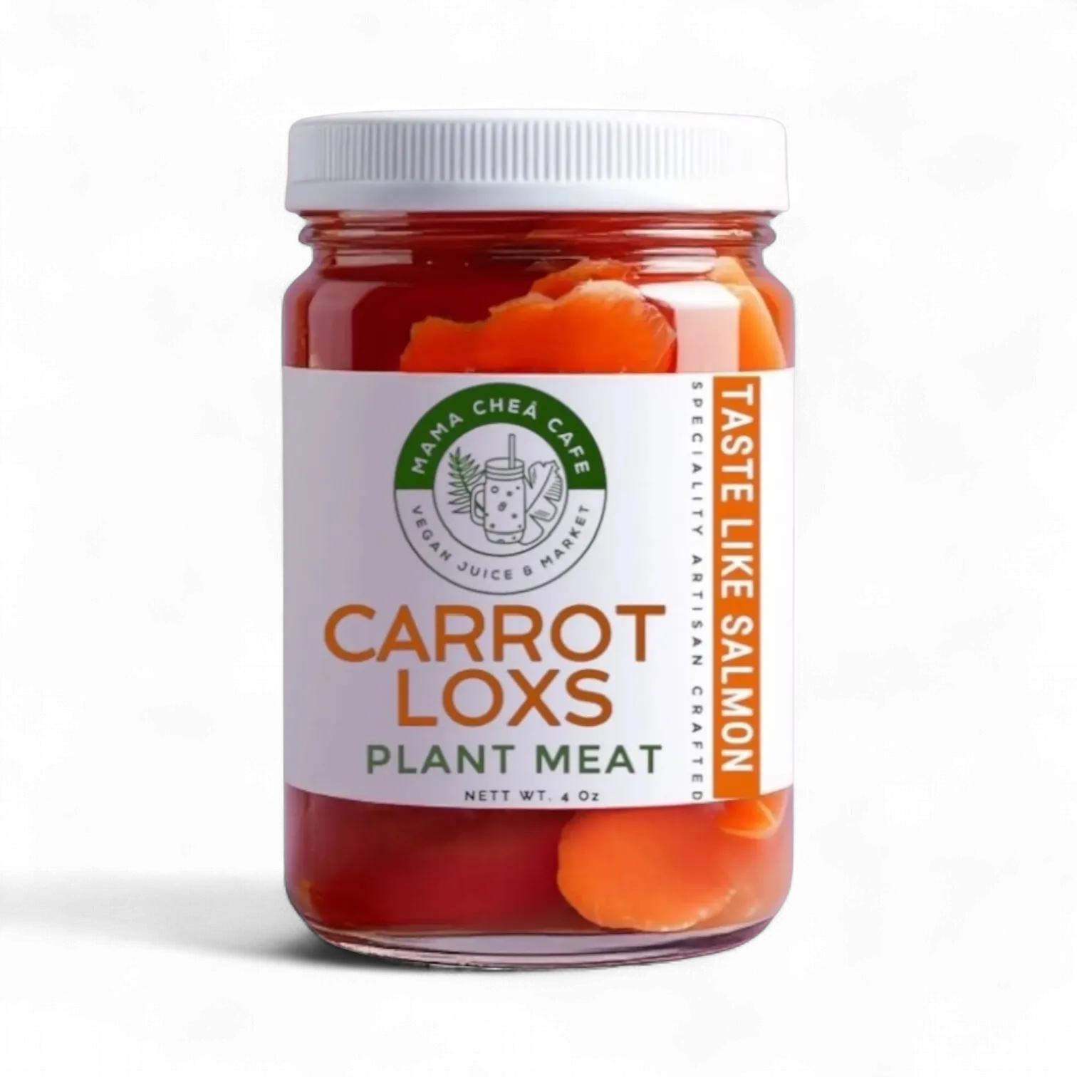 Forage Earth & Ocean Vegan Carrot Salmon Lox – Plant-Based Cold Cut with Ocean Flavor (4 oz Glass Jar)